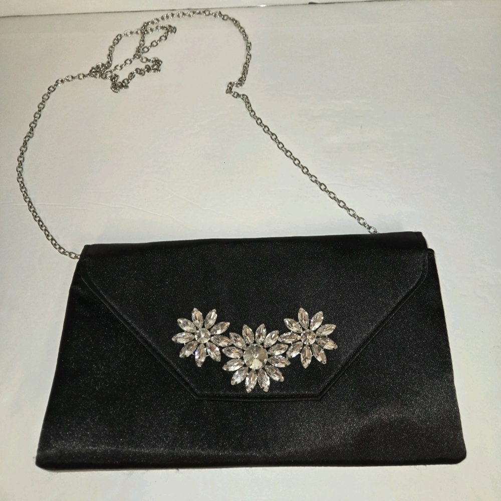 Gunne Sax by Jessica McClintock Black Dress Purse with Removable Chain Vintage - Picture 2 of 12